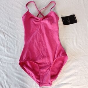 Lulli Dancewear NWT Fuchsia Women's Camisole Crossed Straps Leotard XS Paris $65